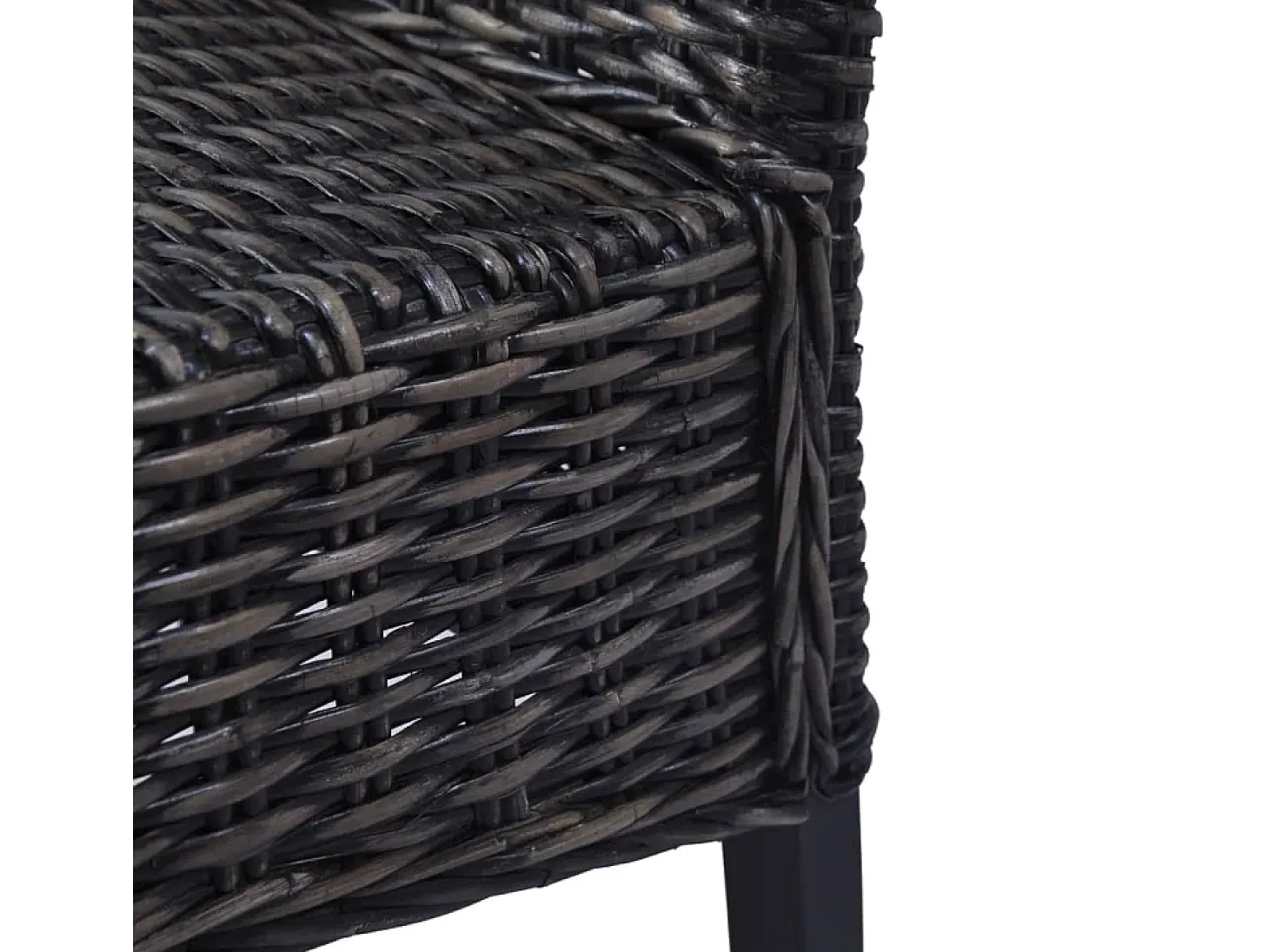 Sillas de comedor 6 unidades ratán Kubu y madera mango negro