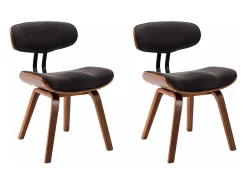 Sillas de comedor 2 unidades madera curvada y tela gris