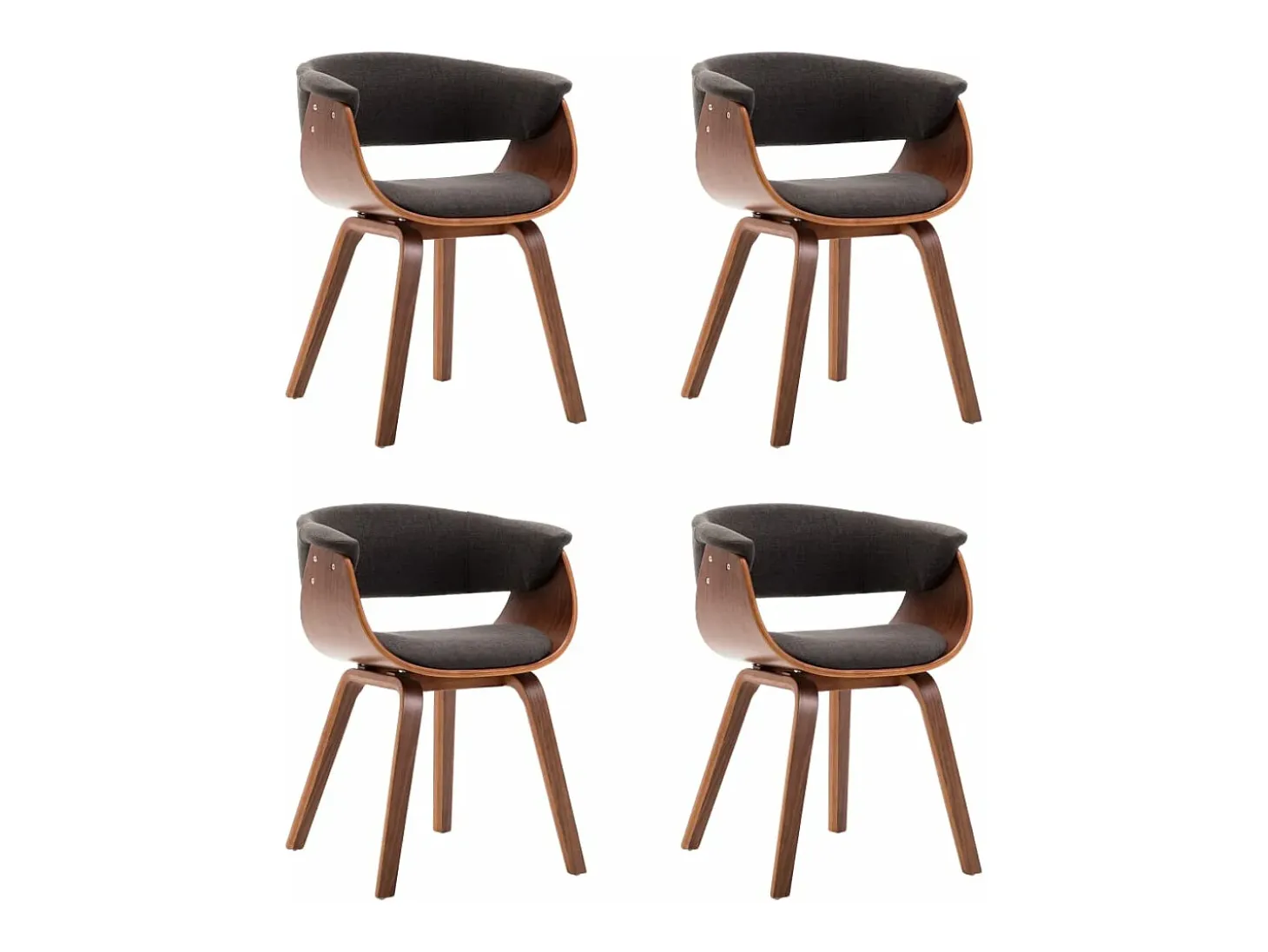 Sillas de comedor 4 unidades de madera curvada y tela gris