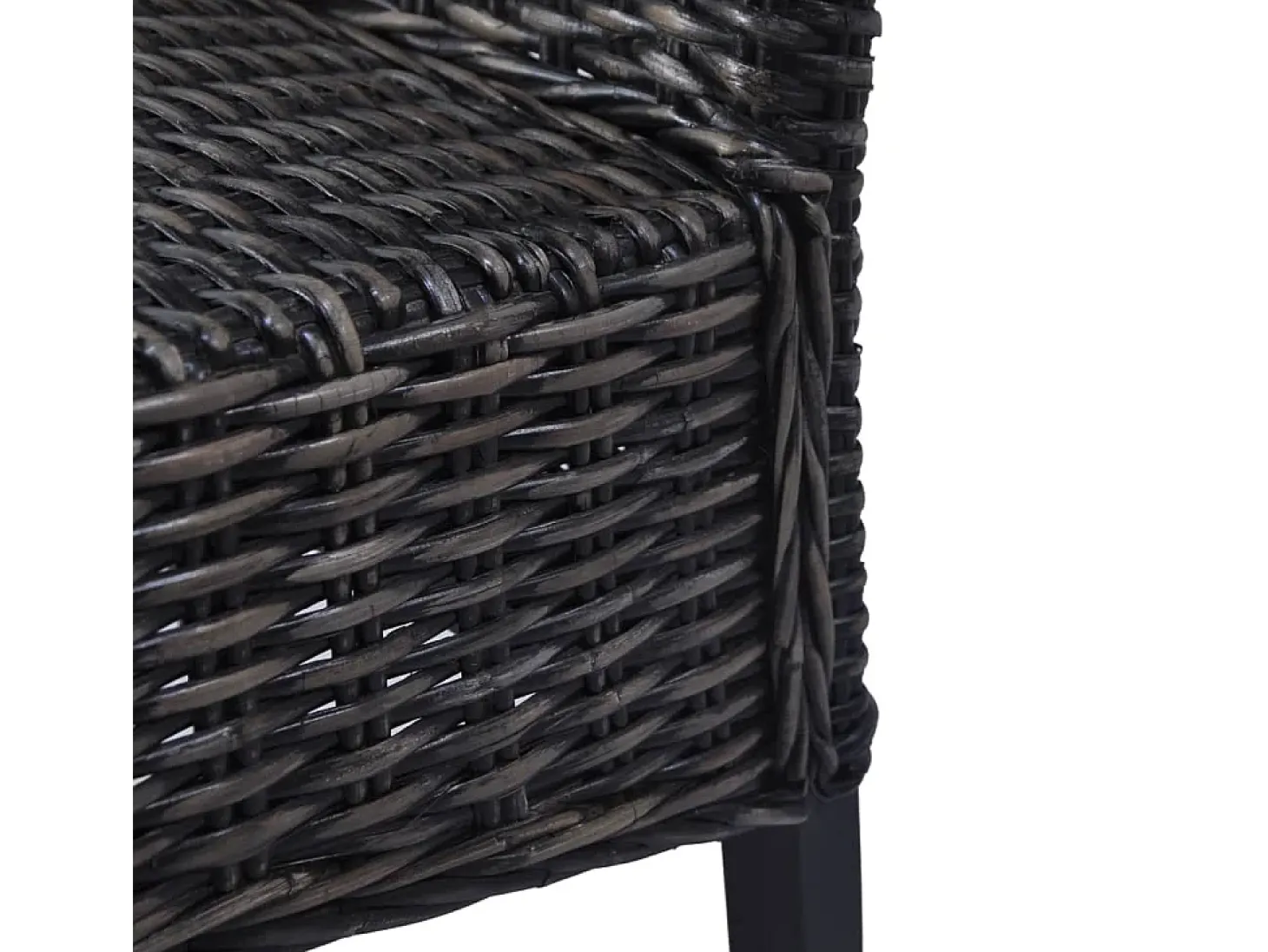 Sillas de comedor 4 unidades ratán Kubu y madera mango negro