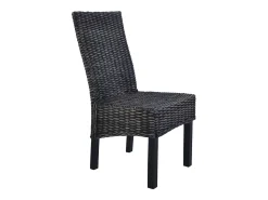 Sillas de comedor 4 unidades ratán Kubu y madera mango negro