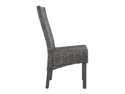 Sillas de comedor 6 unidades ratán Kubu y madera mango marrón