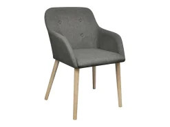 Sillas de comedor 2 unidades tela gris claro y madera maciza roble
