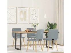 Sillas de comedor 4 unidades tela gris claro