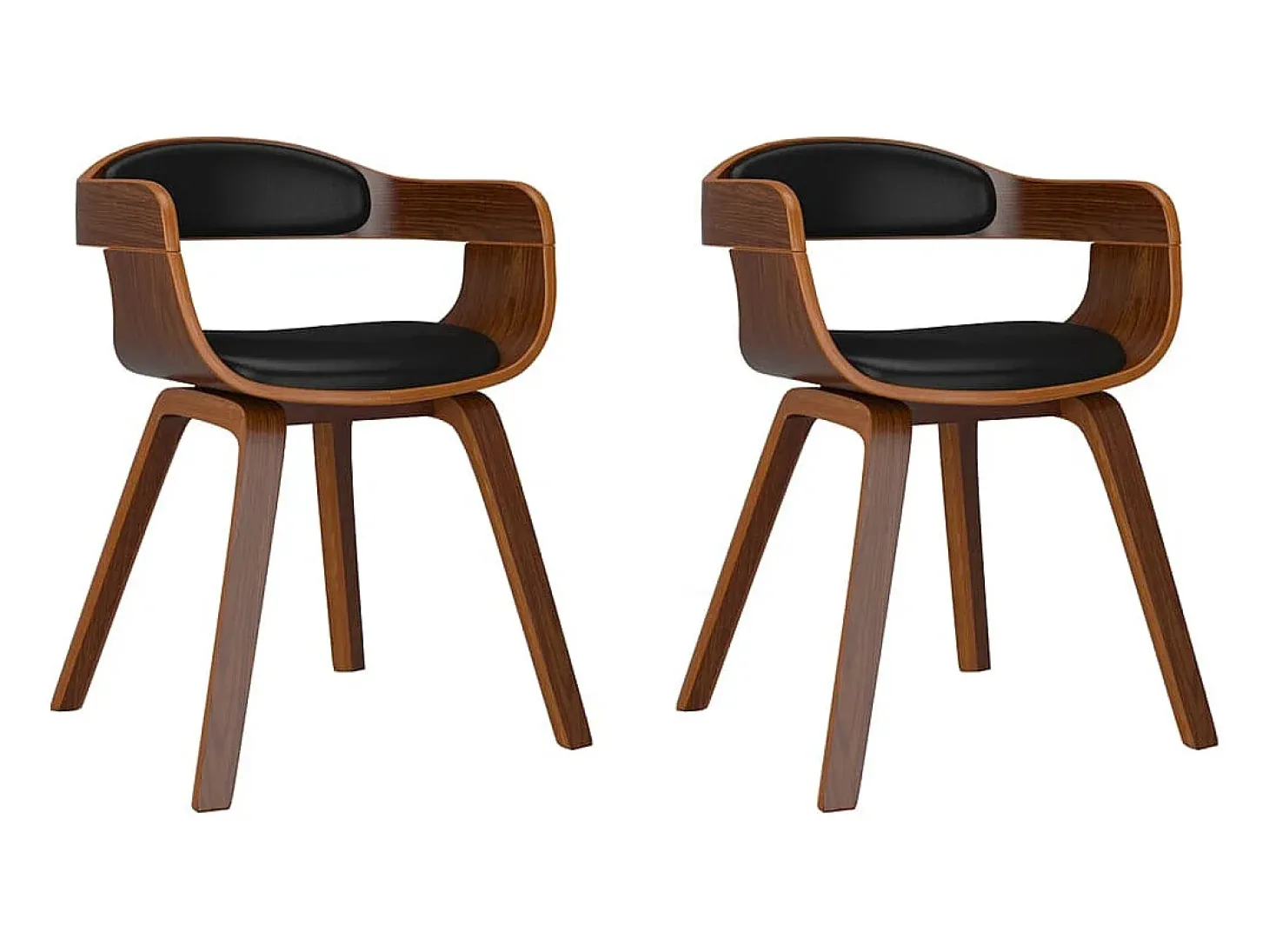 Sillas de comedor 2 unidades cuero sintético y madera curvada negro