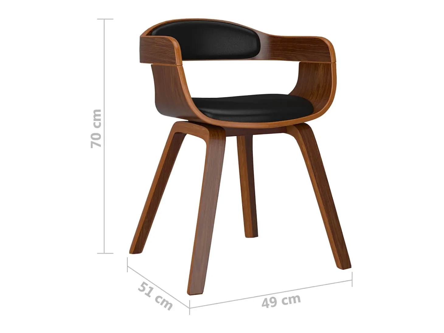Sillas de comedor 2 unidades cuero sintético y madera curvada negro