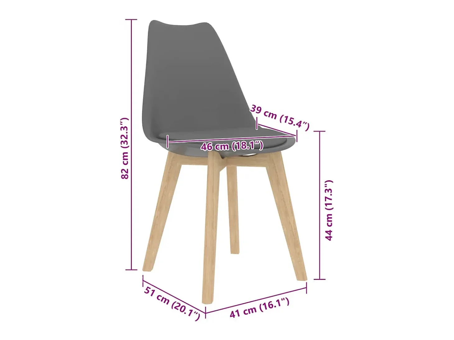 Sillas de comedor 4 unidades plástico gris