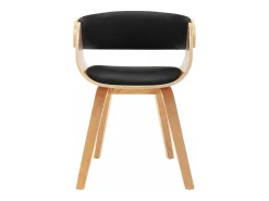 Sillas de comedor 2 unidades madera curvada y cuero sintético negro