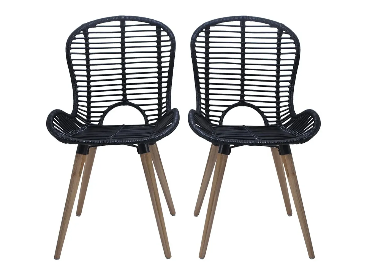 Sillas de comedor 4 unidades de ratán natural negro
