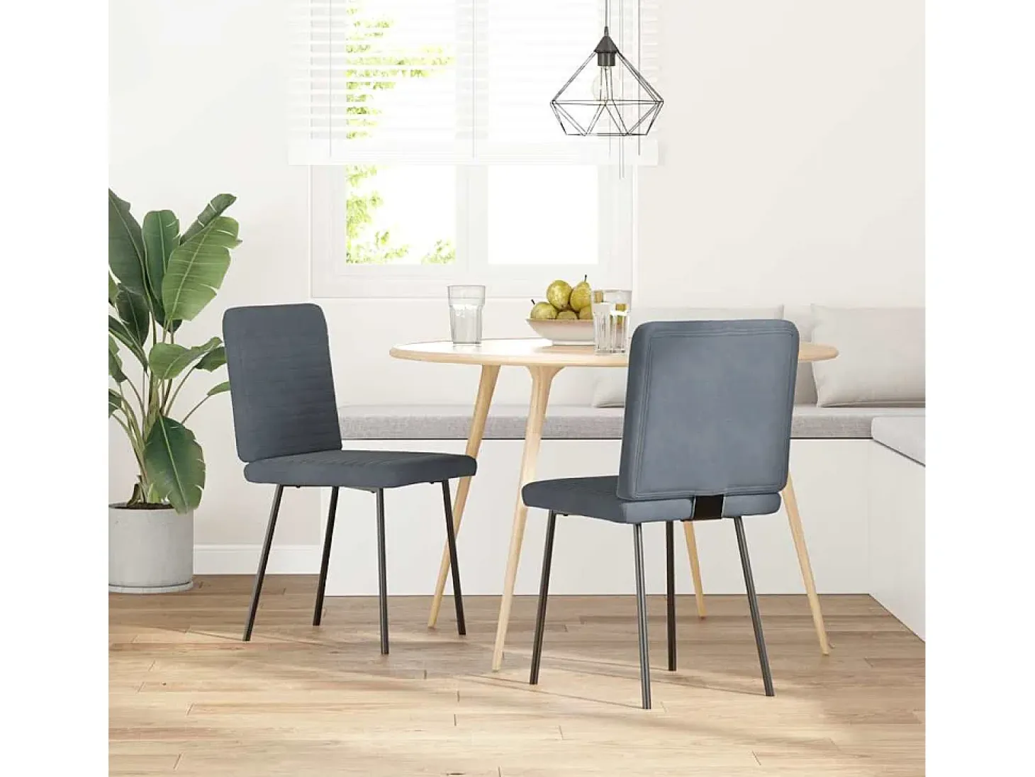 Sillas de comedor 2 unidades terciopelo gris oscuro