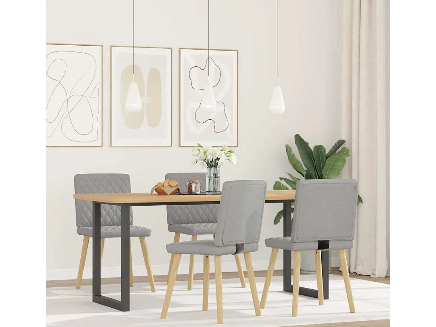 Sillas de comedor 4 unidades tela gris nube
