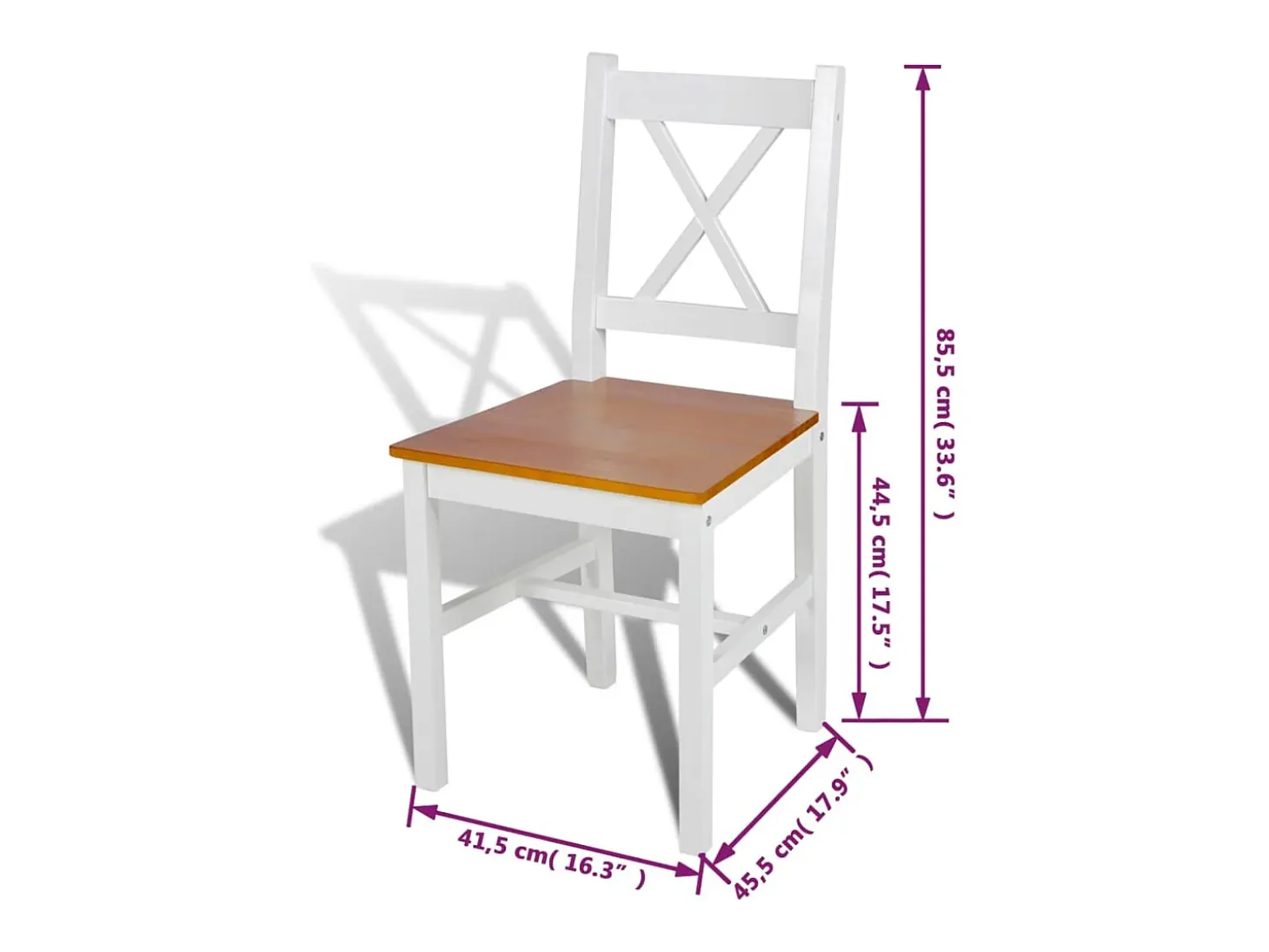 Sillas de comedor 4 unidades madera de pino blancas