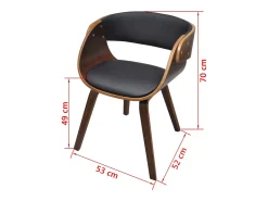 Sillas de comedor 2 unidades madera curvada piel sintética marrón