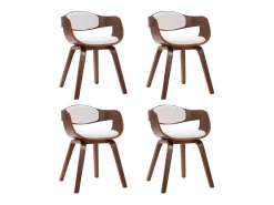 Sillas de comedor 4 unidades madera curvada y cuero sintético