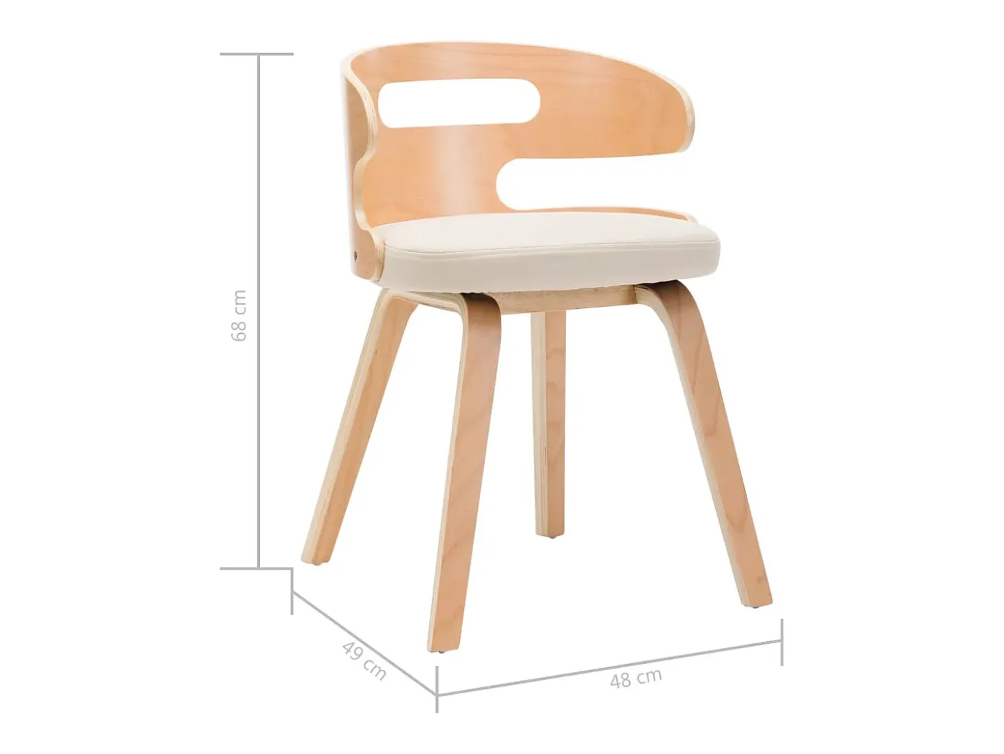 Sillas de comedor 6 unidades madera curvada y cuero sintético crema