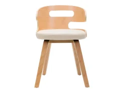 Sillas de comedor 6 unidades madera curvada y cuero sintético crema