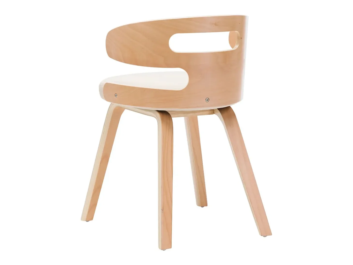 Sillas de comedor 6 unidades madera curvada y cuero sintético crema
