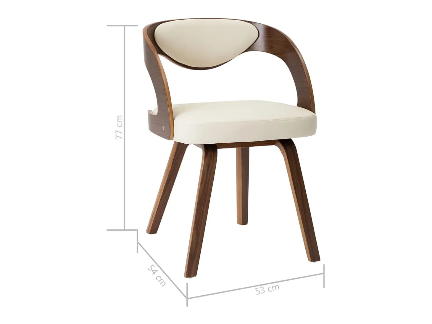 Sillas de comedor 4 unidades madera curvada y cuero sintético crema