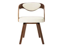 Sillas de comedor 4 unidades madera curvada y cuero sintético crema