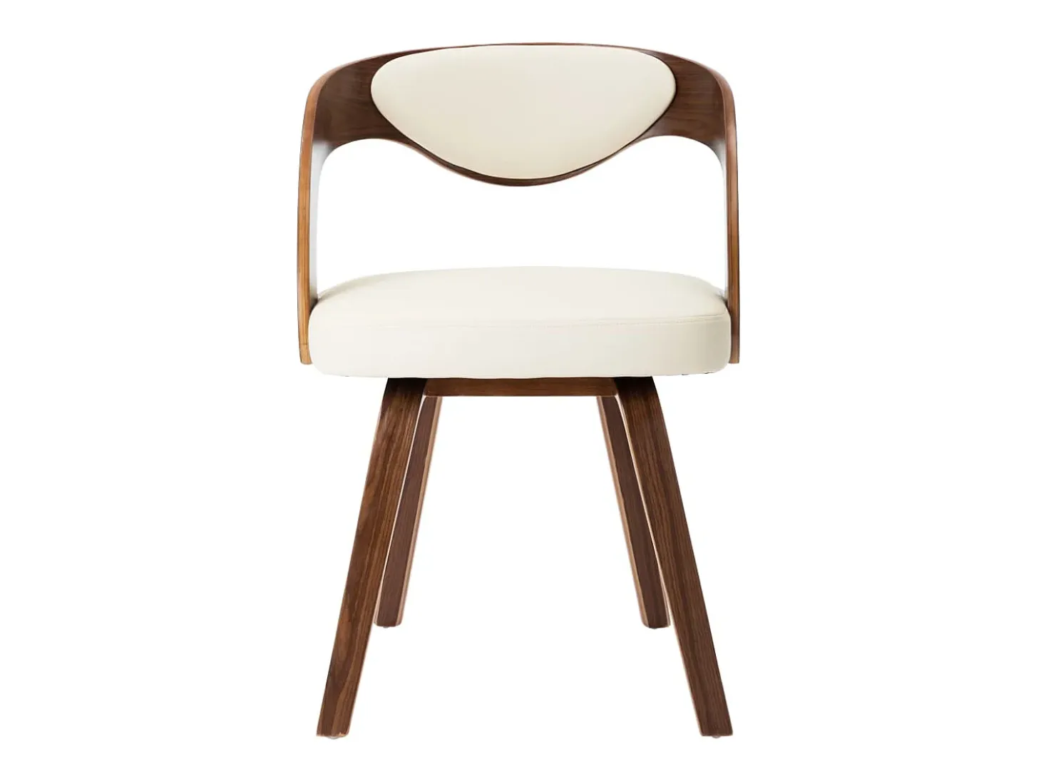 Sillas de comedor 4 unidades madera curvada y cuero sintético crema