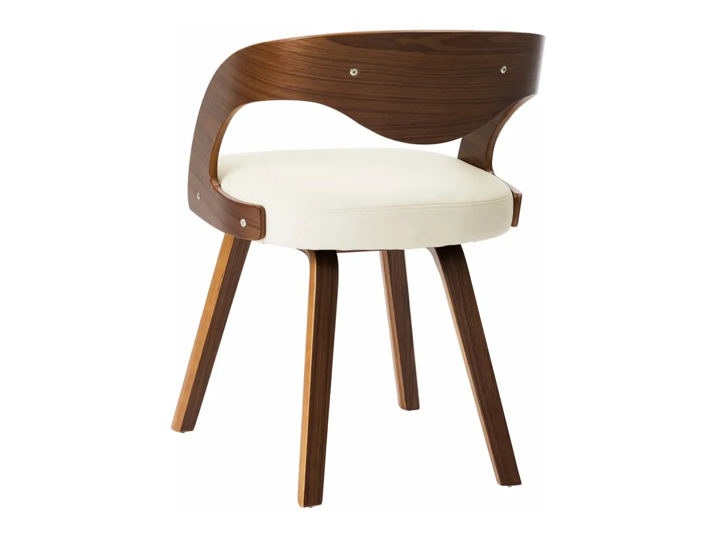 Sillas de comedor 4 unidades madera curvada y cuero sintético crema