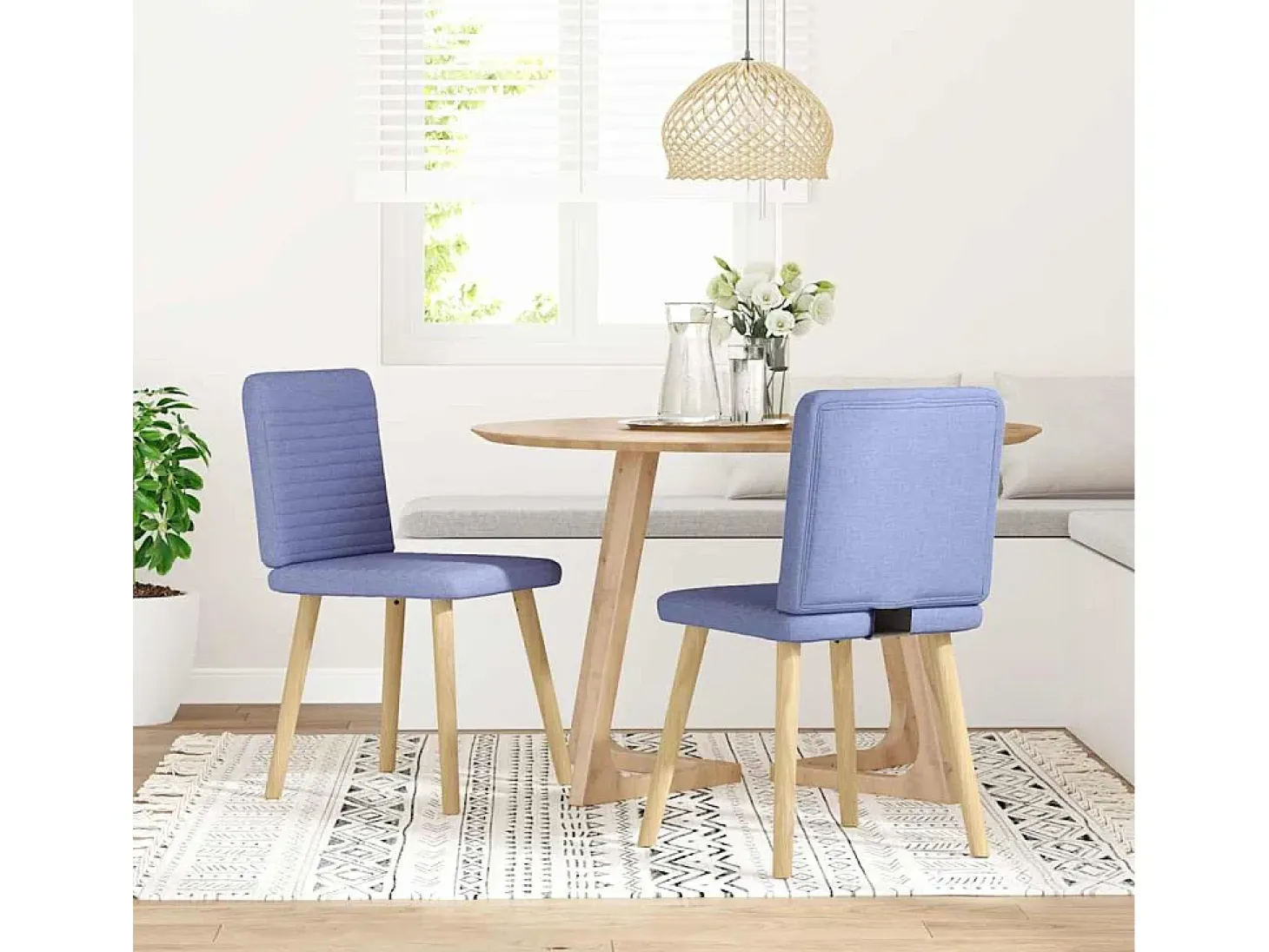 Sillas de comedor 2 unidades tela azul jeans