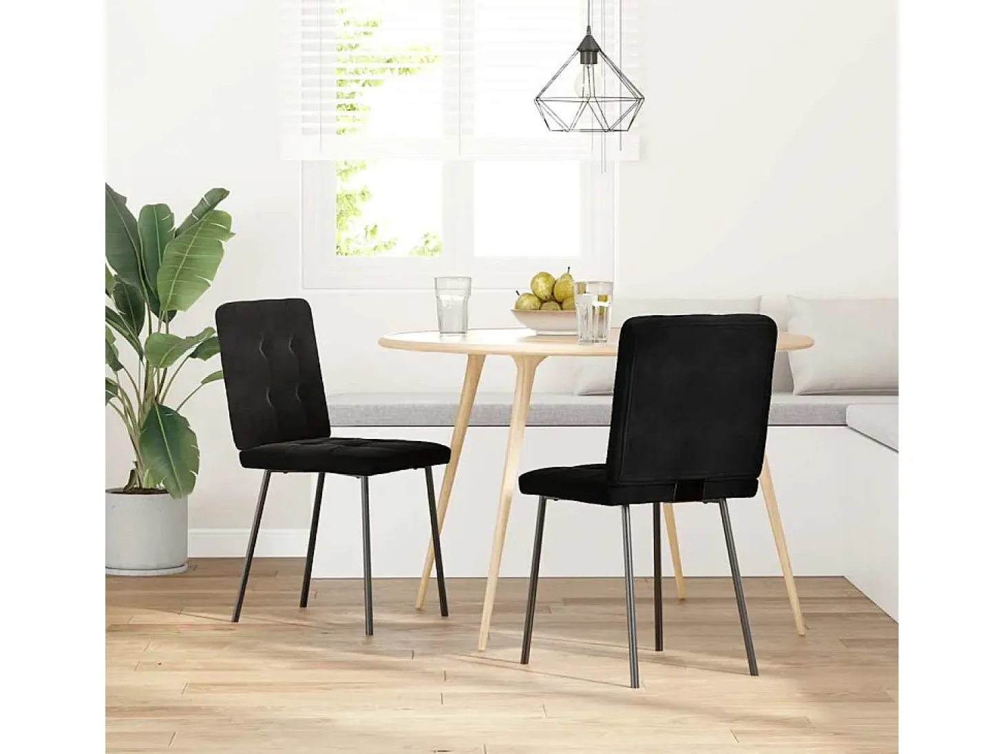 Sillas de comedor 2 unidades terciopelo negro