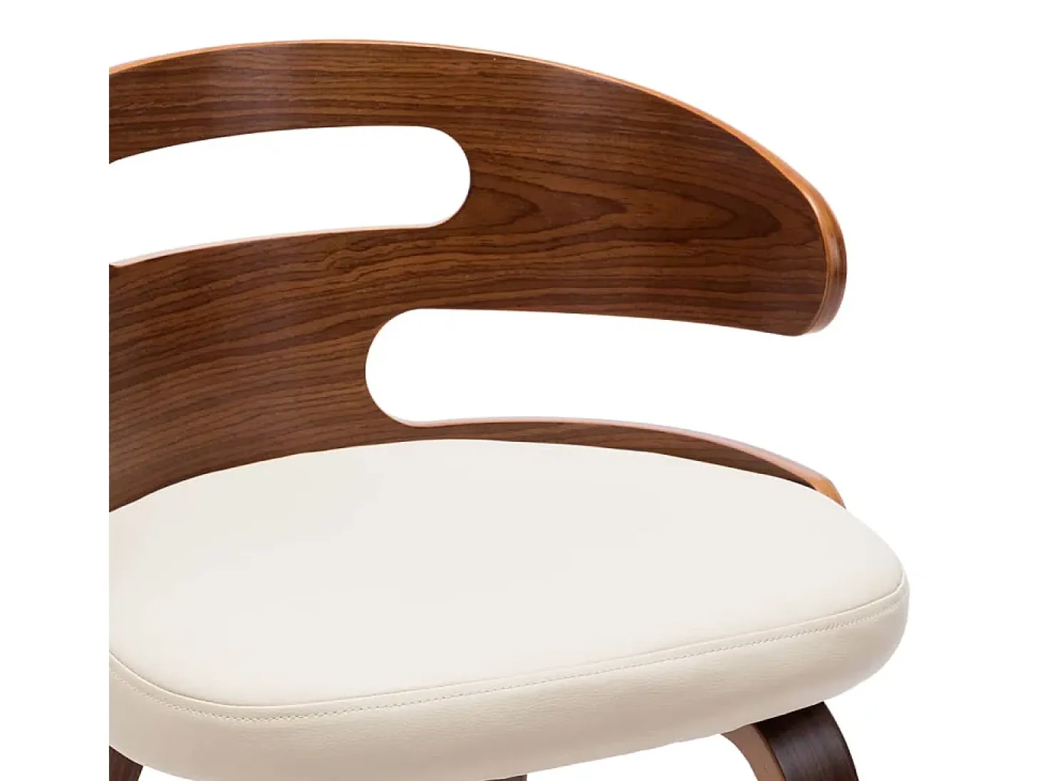 Sillas de comedor 6 unidades madera curvada y cuero sintético crema