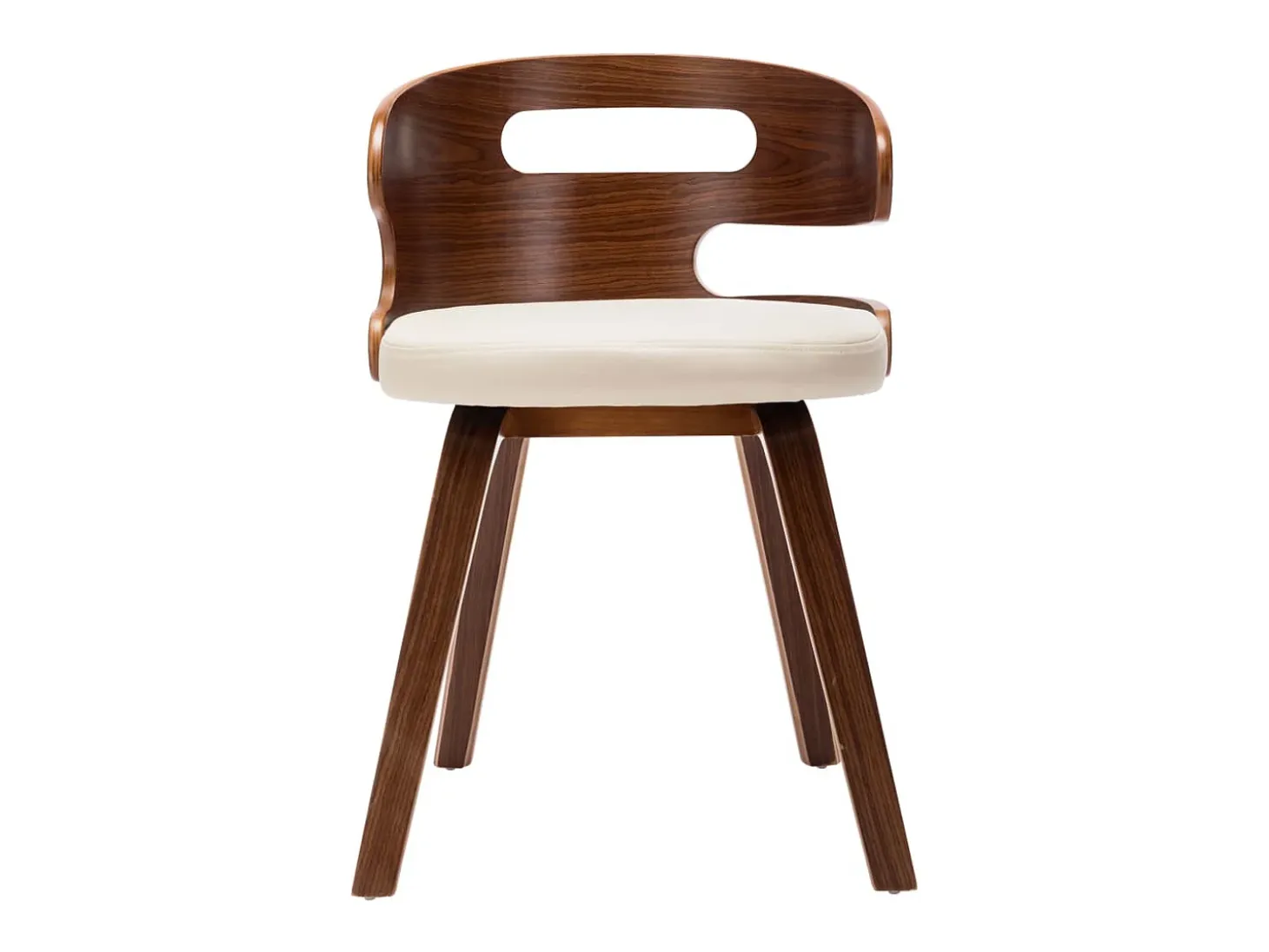 Sillas de comedor 6 unidades madera curvada y cuero sintético crema