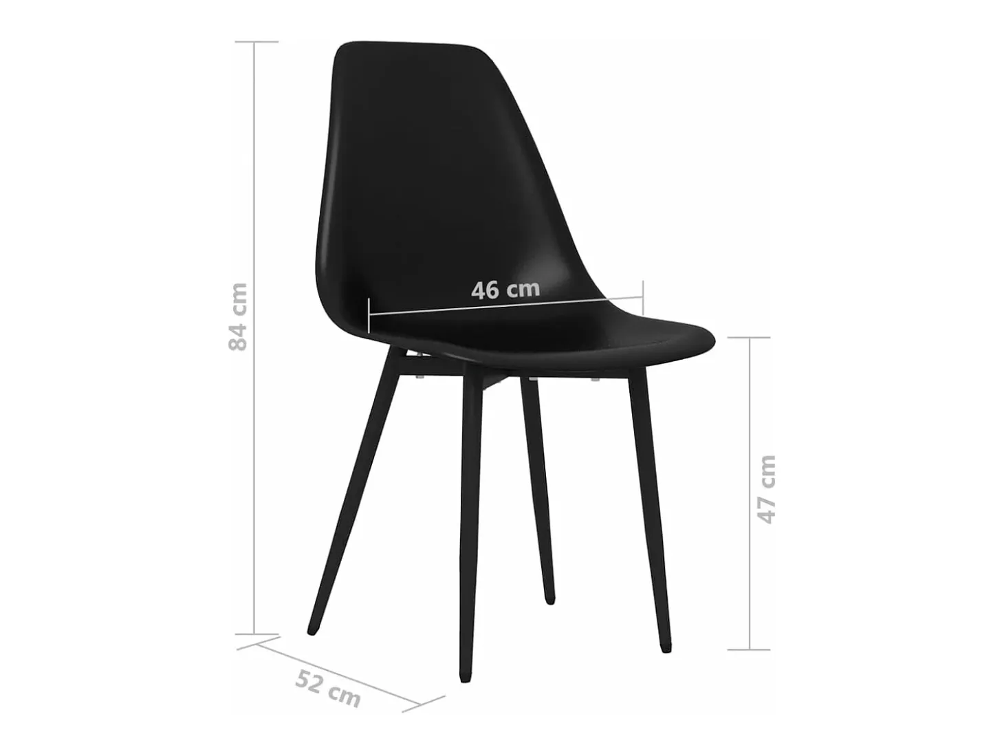 Sillas de comedor 2 unidades negras PP
