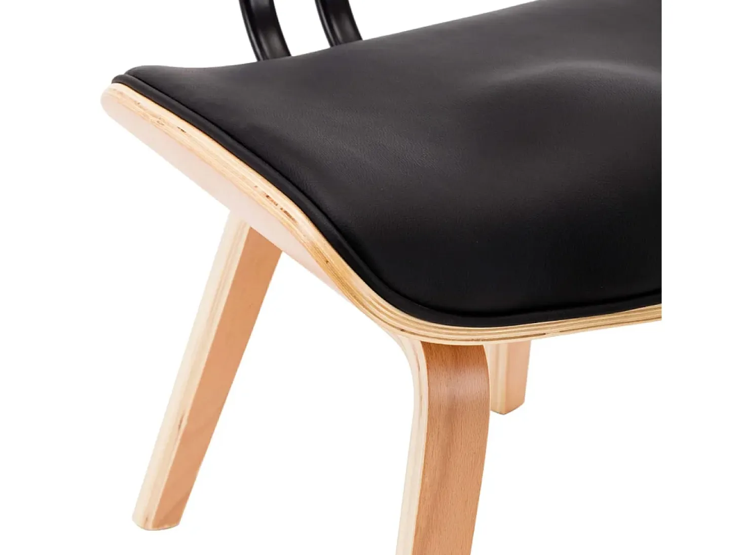 Sillas de comedor 2 unidades madera curvada y cuero sintético negro