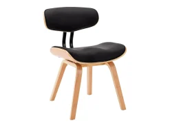 Sillas de comedor 2 unidades madera curvada y cuero sintético negro