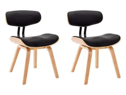 Sillas de comedor 2 unidades madera curvada y cuero sintético negro
