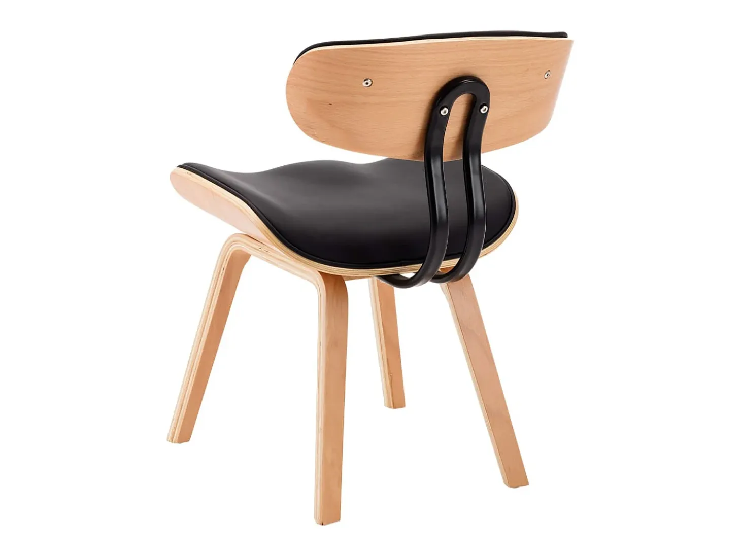 Sillas de comedor 2 unidades madera curvada y cuero sintético negro