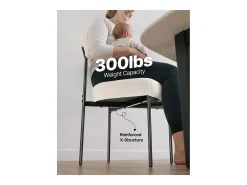 Sillas de Comedor Bouclettes SucceBuy, Juego de 4 Sillas de Cocina Sherpa, con Respaldo Curvo y Patas de Metal, para Mesa de Comedor, Blanco
