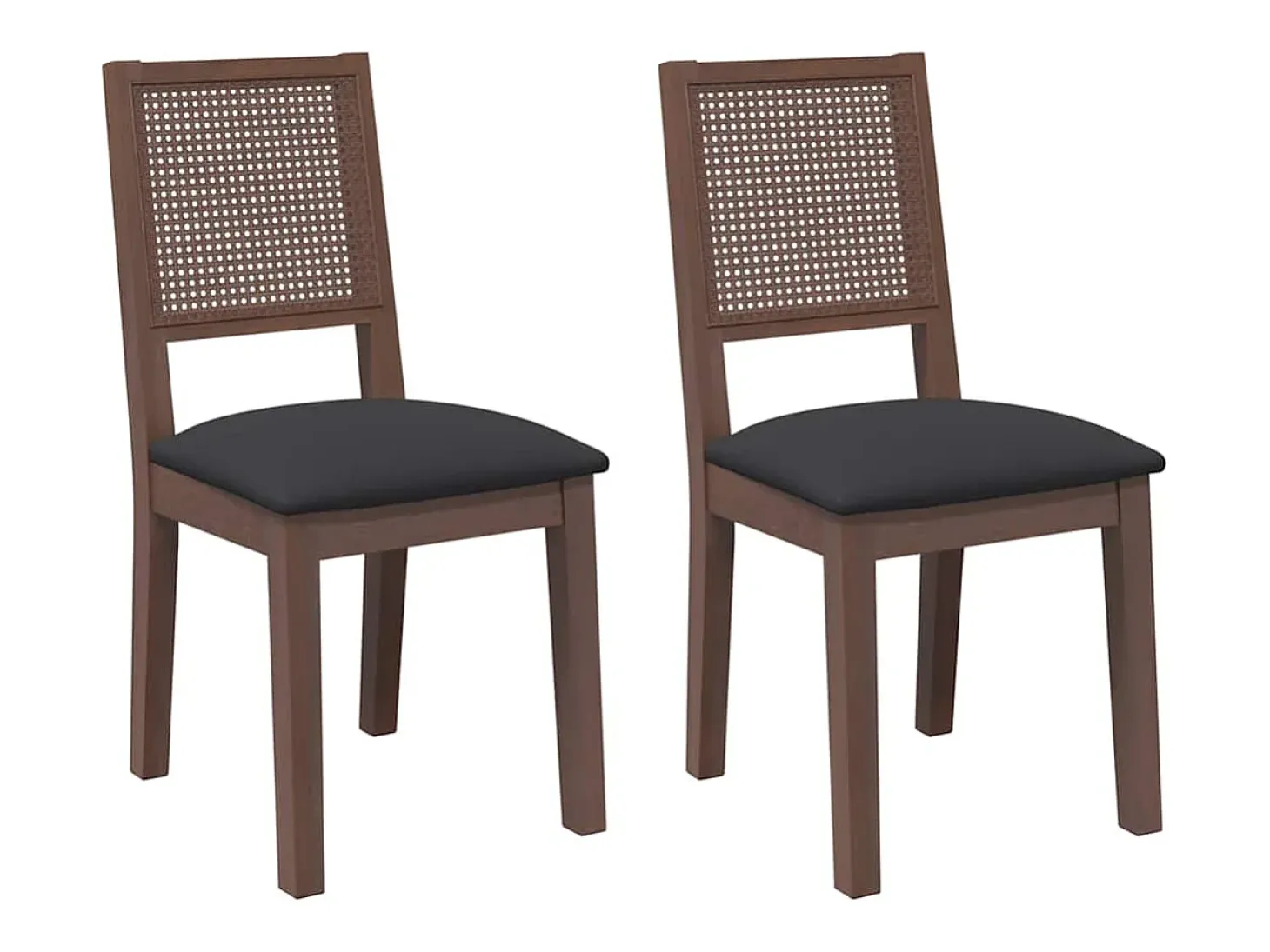 Sillas de comedor con cojines 2 uds madera maciza marrón caucho