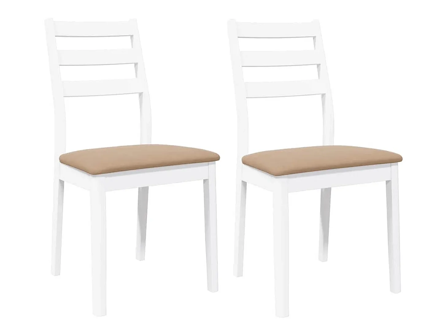 Sillas de comedor con cojines 2uds madera maciza blanco caucho