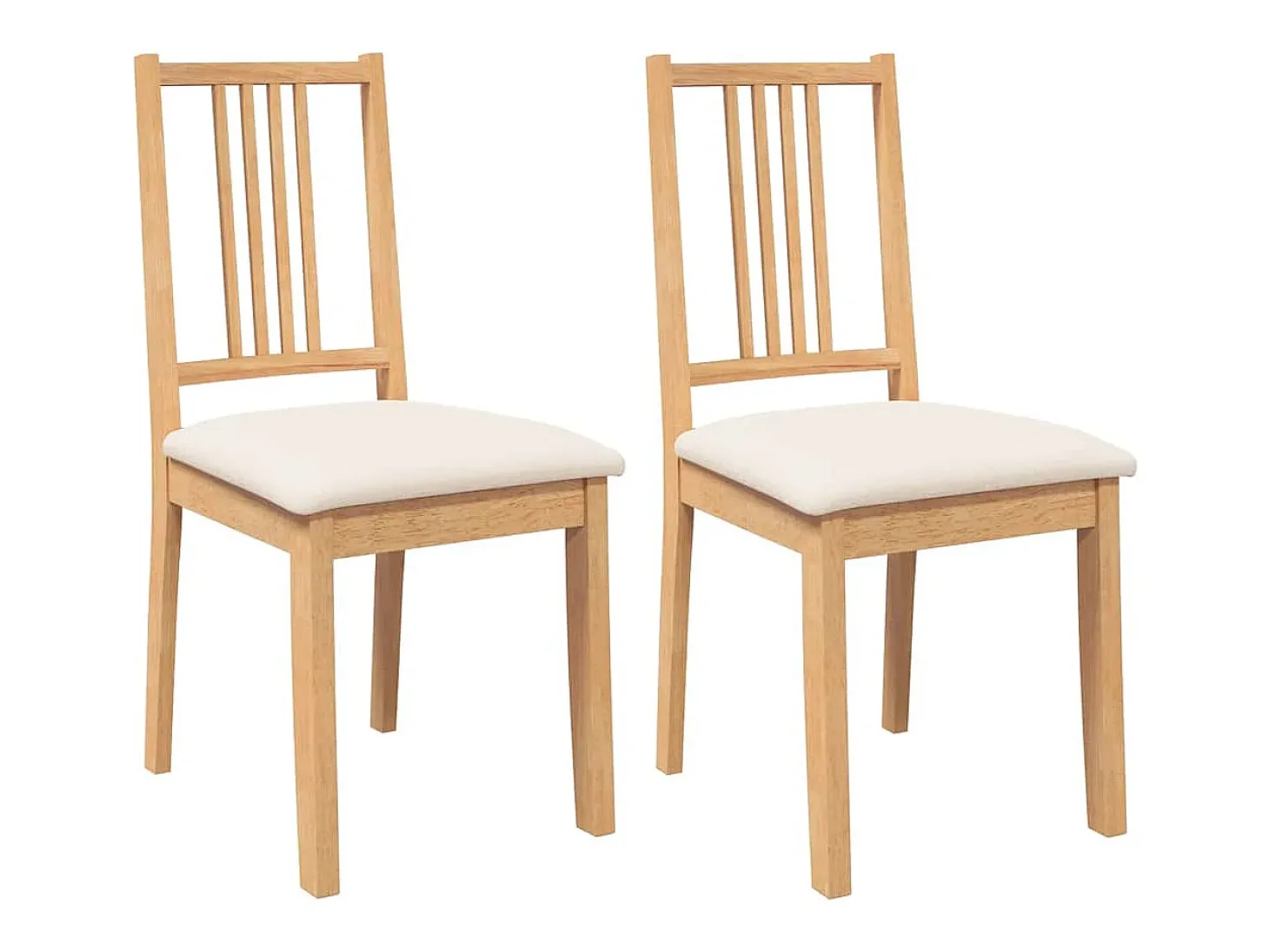Sillas de comedor con cojines 2uds madera maciza natural caucho
