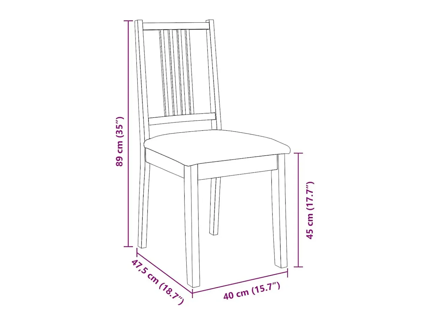 Sillas de comedor con cojines 2uds madera maciza natural caucho