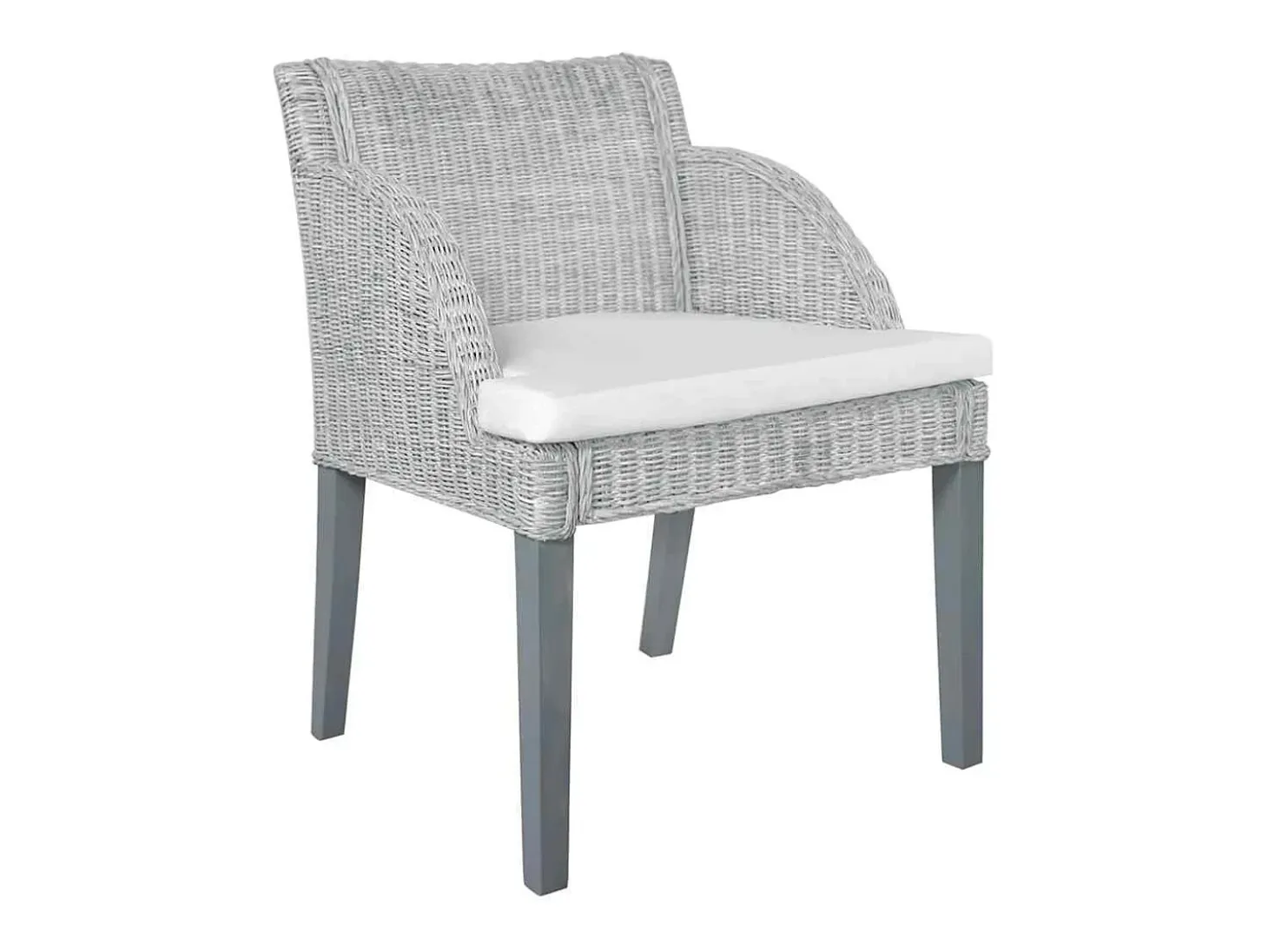 Sillas de comedor con cojines 2 unidades ratán natural gris