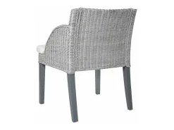 Sillas de comedor con cojines 2 unidades ratán natural gris