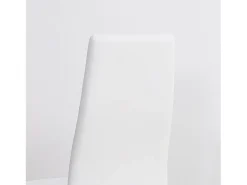Sillas de comedor, con respaldo y patas de metal, tapizado en polipiel, color blanco (50x41x97 cm)