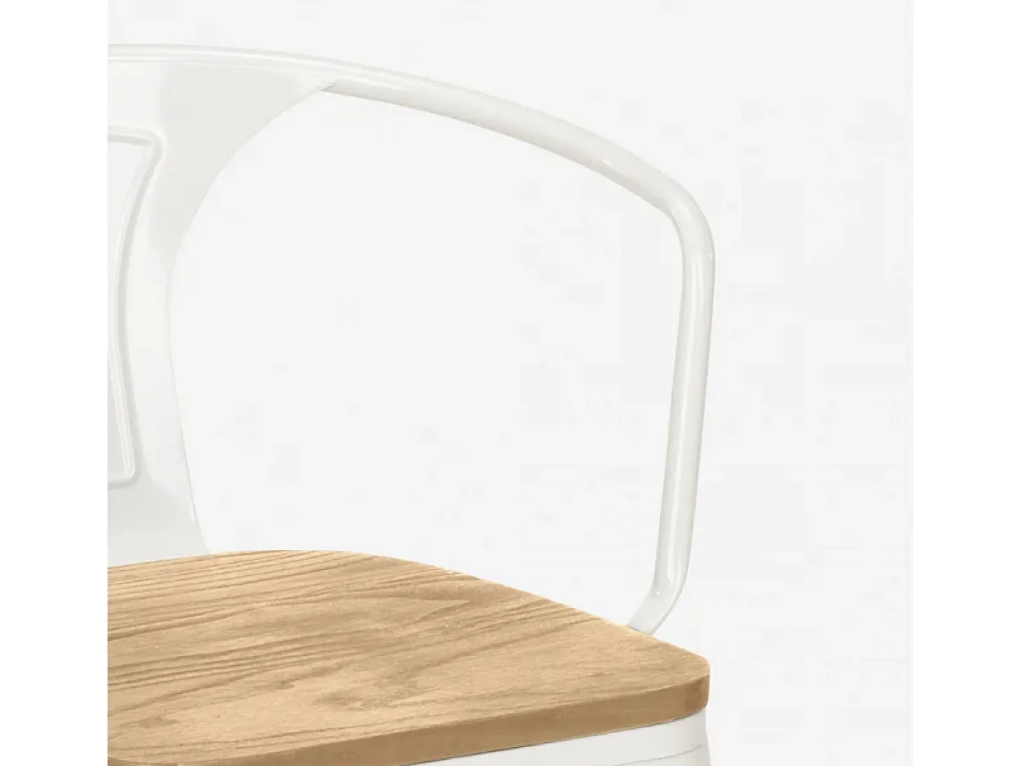 sillas de comedor de metal y madera estilo industrial steel wood arm light - Blanco