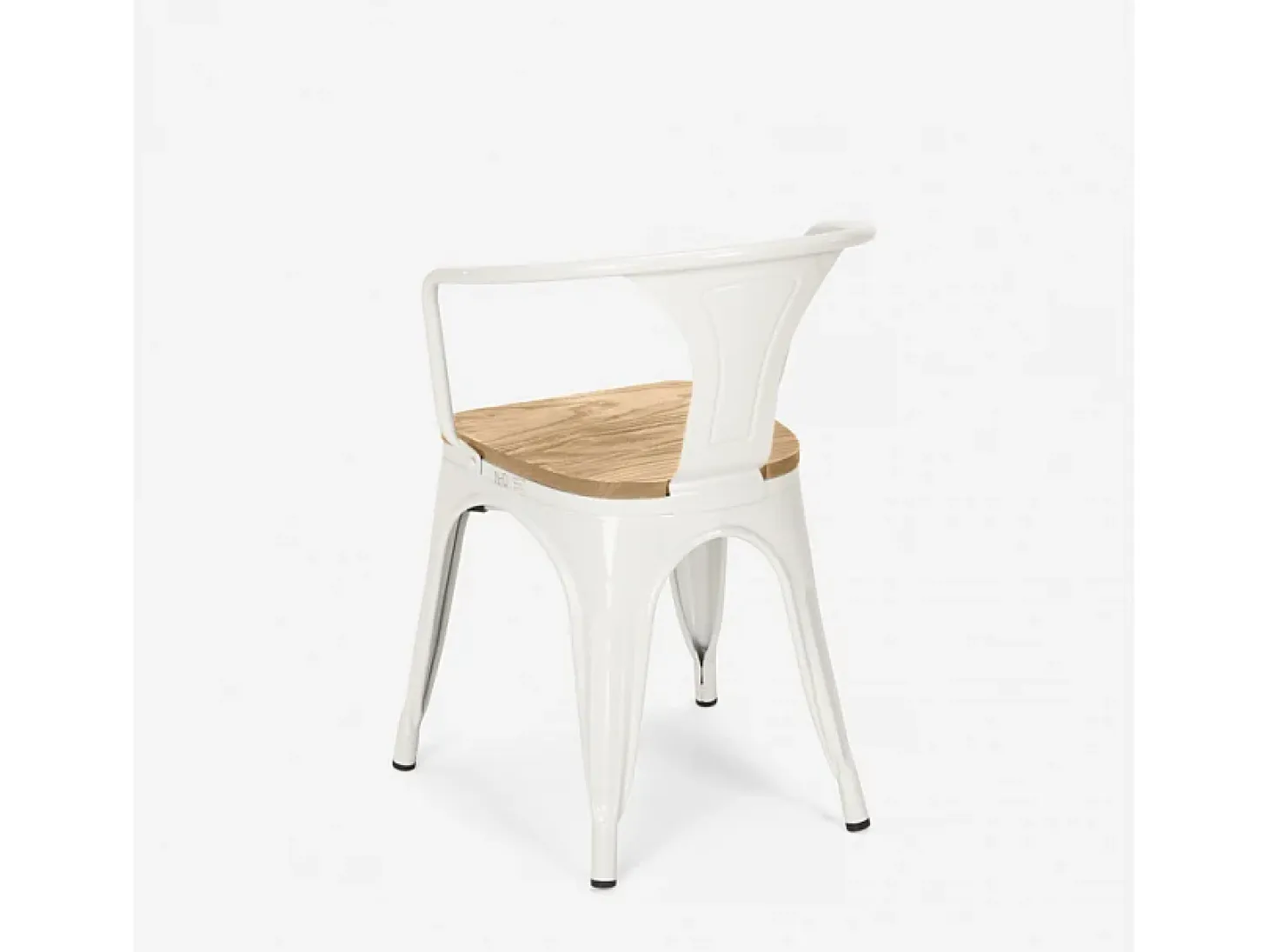 sillas de comedor de metal y madera estilo industrial steel wood arm light - Blanco