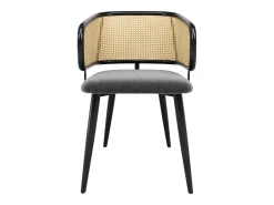 Sillas de comedor de ratán (4 piezas), cojín de terciopelo, diseño moderno, patas de metal, gris (47 x 51 x 79 cm)