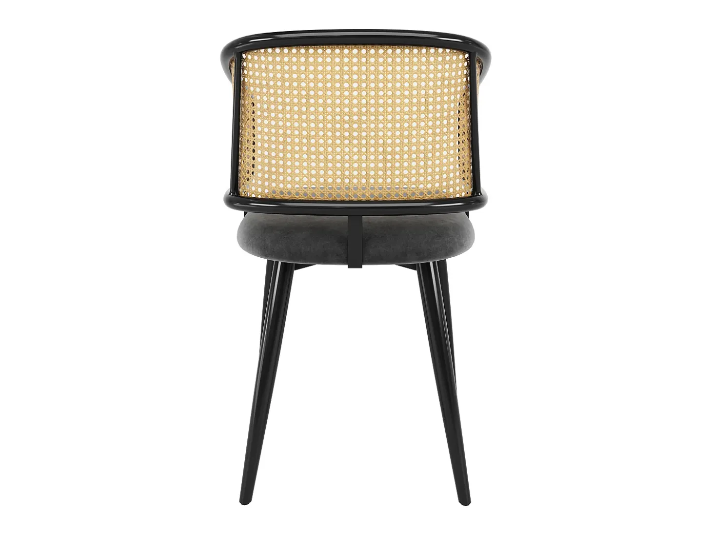 Sillas de comedor de ratán (4 piezas), cojín de terciopelo, diseño moderno, patas de metal, gris (47 x 51 x 79 cm)