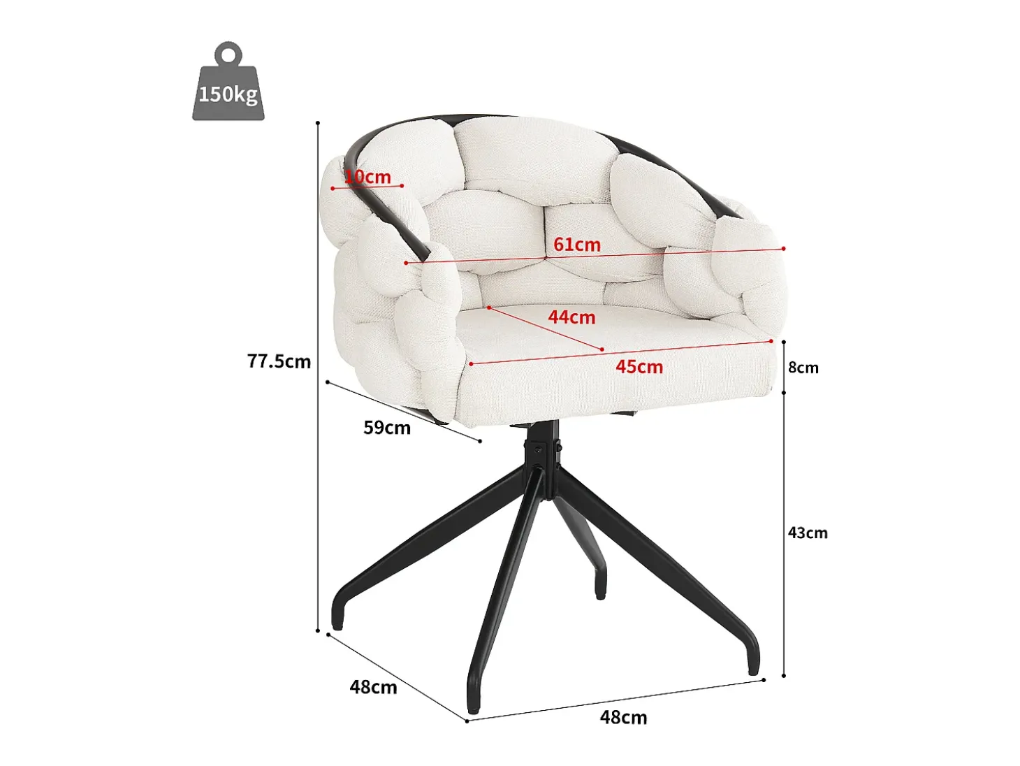 Sillas de comedor de terciopelo de lujo, juego de 2, silla giratoria, rotación de 360°, sillas de comedor con respaldo, beige