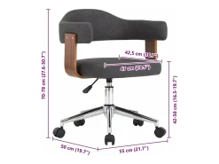 Sillas de comedor giratorias 6 unidades madera curvada y tela gris
