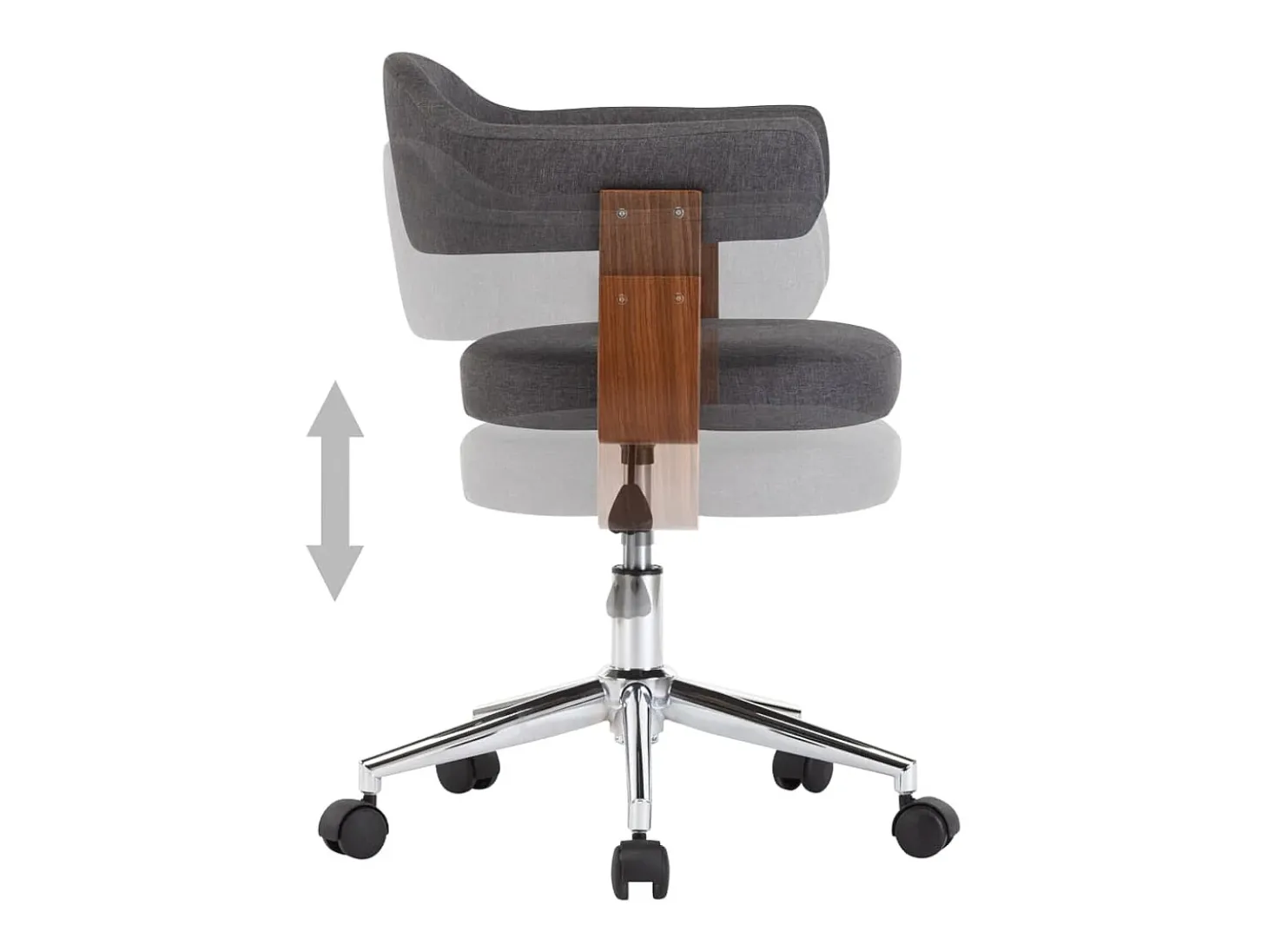 Sillas de comedor giratorias 6 unidades madera curvada y tela gris