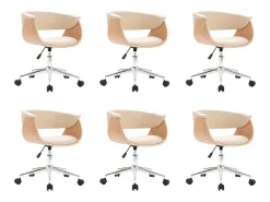 Sillas de comedor giratorias 6 unidades cuero sintético crema